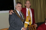 J K presenting Mayor J Clarke with a centenary tie.JPG