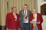 Terry Gibbs recieving long service award, certificate of honoury membership and medal.JPG