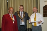 Gez Robinson recieving long service award, certificate of honoury membership and medal.JPG